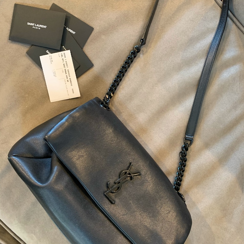 AUTHENTIC YVES SAINT LAURENT BLACK LEATHER WEST HOLLYWOOD SHOULDER BAG